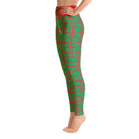 Yoga Leggings "2021-0441 Red (Green Logo)" - JCBTGlobal