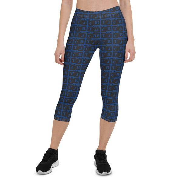 Capri Leggings "2023-0081 Blue (Black Logo)" - JCBTGlobal