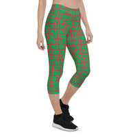 Capri Leggings "2023-0441 Red (Green Logo)" - JCBTGlobal