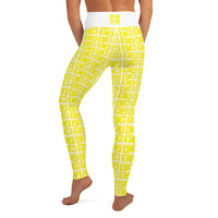 Yoga Leggings "2021-0191 White (Yellow Logo)" - JCBTGlobal