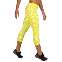 Capri Leggings "2023-0191 White (Yellow Logo)" - JCBTGlobal