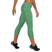 Capri Leggings "2023-0391 Pink (Green Logo)" - JCBTGlobal