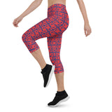 Capri Leggings "2023-0161 Blue (Red Logo)" - JCBTGlobal