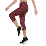 Capri Leggings "2023-0091 Red (Black Logo)" - JCBTGlobal