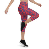 Capri Leggings "2023-0161 Blue (Red Logo)" - JCBTGlobal