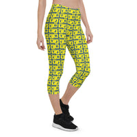 Capri Leggings "2023-0251 Blue (Yellow Logo)" - JCBTGlobal