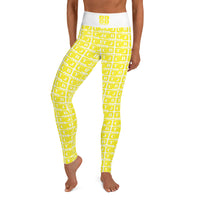 Yoga Leggings "2021-0191 White (Yellow Logo)" - JCBTGlobal