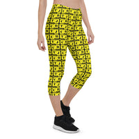 Capri Leggings "2023-0271 Black (Yellow Logo)" - JCBTGlobal