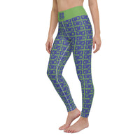 Yoga Leggings "2021-0331 Green (Blue Logo)" - JCBTGlobal