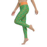 Yoga Leggings "2021-0411 Orange (Green Logo)" - JCBTGlobal