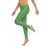 Yoga Leggings "2021-0411 Orange (Green Logo)" - JCBTGlobal