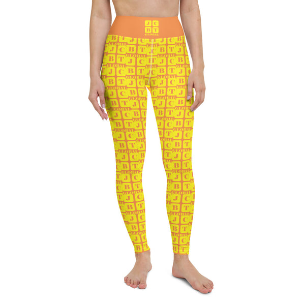 Yoga Leggings "2021-0221 Orange (Yellow Logo)" - JCBTGlobal