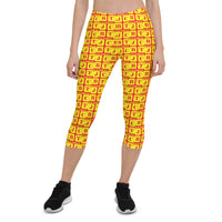 Capri Leggings "2023-0261 Red (Yellow Logo)" - JCBTGlobal