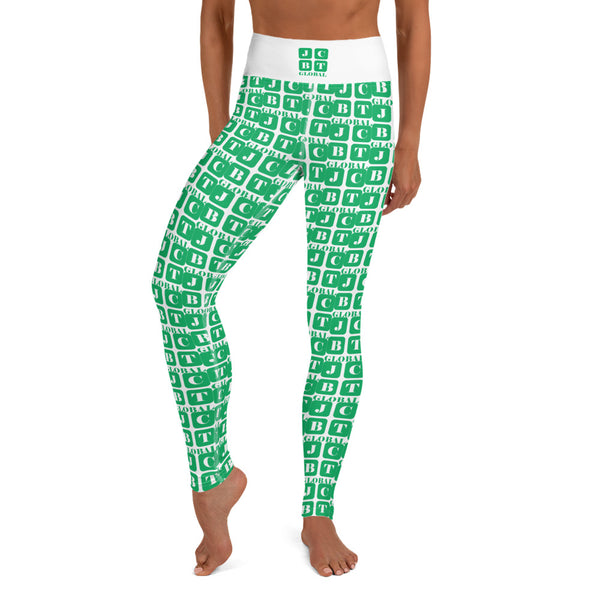 Yoga Leggings "2021-0371 White (Green Logo)" - JCBTGlobal