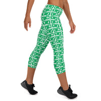 Capri Leggings "2023-0371 White (Green Logo)" - JCBTGlobal