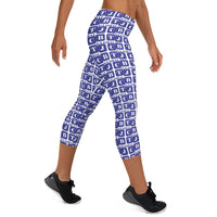 Capri Leggings "2023-0281 White (Blue Logo)" - JCBTGlobal