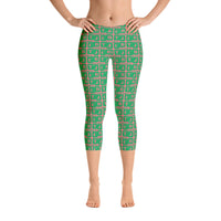 Capri Leggings "2023-0391 Pink (Green Logo)" - JCBTGlobal