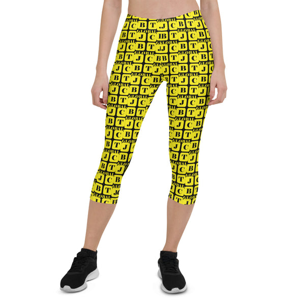 Capri Leggings "2023-0271 Black (Yellow Logo)" - JCBTGlobal