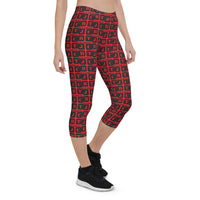 Capri Leggings "2023-0091 Red (Black Logo)" - JCBTGlobal