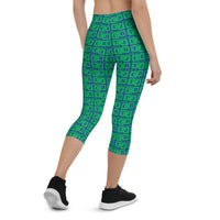 Capri Leggings "2023-0431 Blue (Green Logo)" - JCBTGlobal