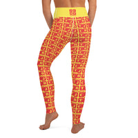 Yoga Leggings "2021-0121 Yellow (Red Logo)" - JCBTGlobal