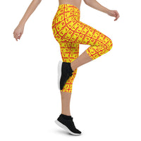 Capri Leggings "2023-0261 Red (Yellow Logo)" - JCBTGlobal