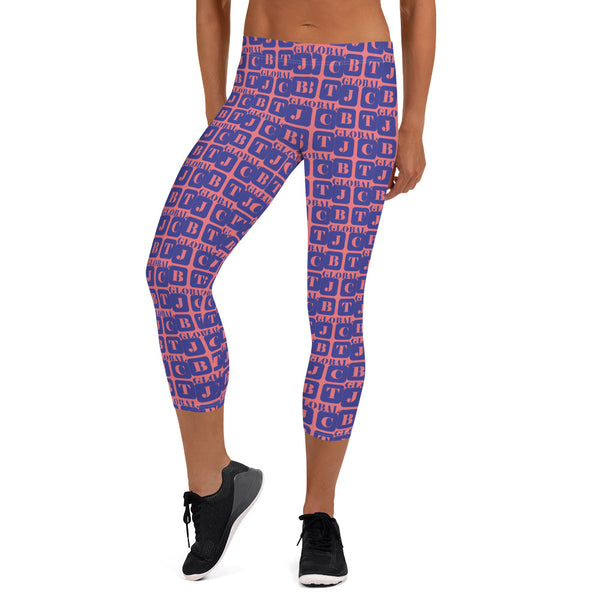 Capri Leggings "2023-0301 Pink (Blue Logo)" - JCBTGlobal