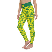 Yoga Leggings "2021-0231 Green (Yellow Logo)" - JCBTGlobal