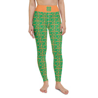 Yoga Leggings "2021-0411 Orange (Green Logo)" - JCBTGlobal