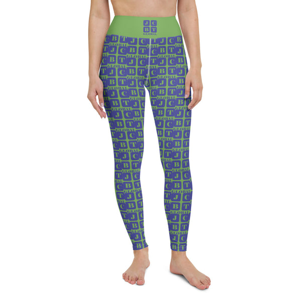 Yoga Leggings "2021-0331 Green (Blue Logo)" - JCBTGlobal