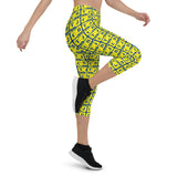 Capri Leggings "2023-0251 Blue (Yellow Logo)" - JCBTGlobal