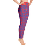 Yoga Leggings "2021-0351 Red (Blue Logo)" - JCBTGlobal