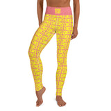 Yoga Leggings "2021-0211 Pink (Yellow Logo)" - JCBTGlobal