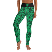 Yoga Leggings "2021-0451 Black (Green Logo)" - JCBTGlobal