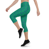 Capri Leggings "2023-0431 Blue (Green Logo)" - JCBTGlobal