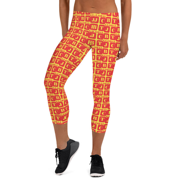 Capri Leggings "2023-0121 Yellow (Red Logo)" - JCBTGlobal