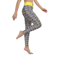 Yoga Leggings "2021-0311 Yellow (Blue Logo)" - JCBTGlobal