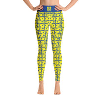 Yoga Leggings "2021-0251 Blue (Yellow Logo)" - JCBTGlobal