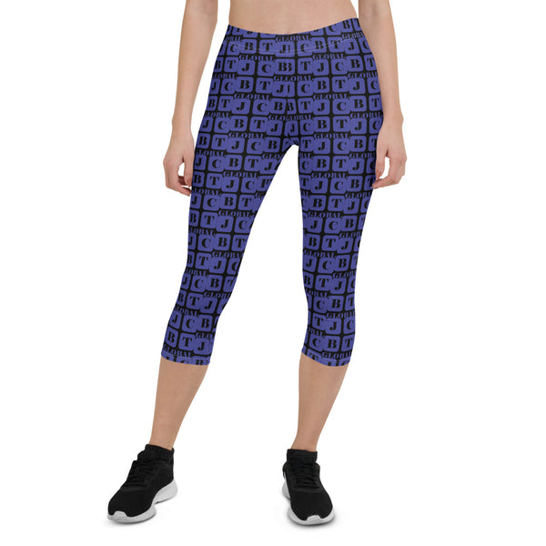 Capri Leggings "2023-0361 Black (Blue Logo)" - JCBTGlobal