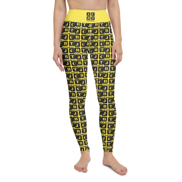 Yoga Leggings "2021-0041 Yellow (Black Logo)" - JCBTGlobal