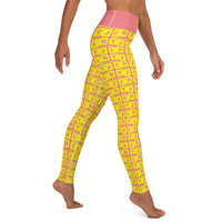 Yoga Leggings "2021-0211 Pink (Yellow Logo)" - JCBTGlobal