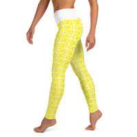 Yoga Leggings "2021-0191 White (Yellow Logo)" - JCBTGlobal