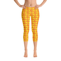 Capri Leggings "2023-0261 Red (Yellow Logo)" - JCBTGlobal