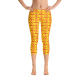 Capri Leggings "2023-0261 Red (Yellow Logo)" - JCBTGlobal