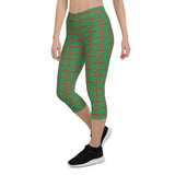 Capri Leggings "2023-0441 Red (Green Logo)" - JCBTGlobal