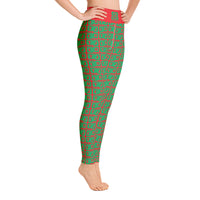 Yoga Leggings "2021-0441 Red (Green Logo)" - JCBTGlobal