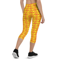 Capri Leggings "2023-0261 Red (Yellow Logo)" - JCBTGlobal