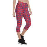 Capri Leggings "2023-0161 Blue (Red Logo)" - JCBTGlobal