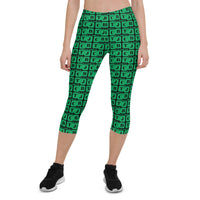 Capri Leggings "2023-0451 Black (Green Logo)" - JCBTGlobal