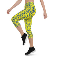 Capri Leggings "2023-0251 Blue (Yellow Logo)" - JCBTGlobal